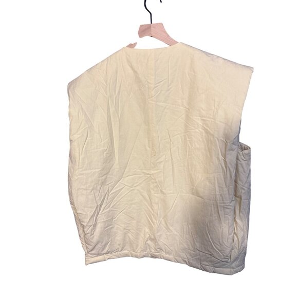 Self Contrast Quilted Cream Vest Open Front One Size Lightweight Cotton Blend Wo - Picture 5 of 5